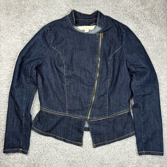 Nicki Minaj Jacket Womens Large Moto Jean Jacket Denim Dark Streetwear Night Out - Picture 1 of 4